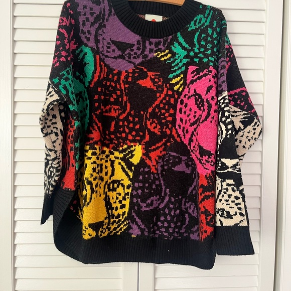 Farm Rio Mixed Midnight Leopard Sweater size small - Picture 1 of 8